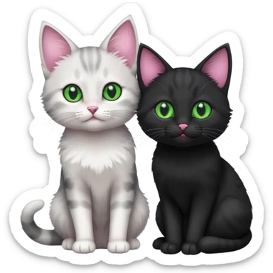 White and grey kitten and black cat sticker