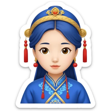 chinese girl in blue traditional costume sticker
