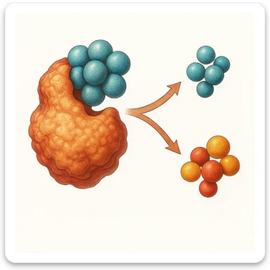 Ultra-detailed scientific illustration  (like in a school book) of enzyme digestion. Macro molecular view, clean white background, no text, no human figures or cartoon characters. Purely biological focus. sticker