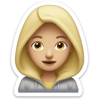 Blonde girl wearing a snuggle hoodie sticker