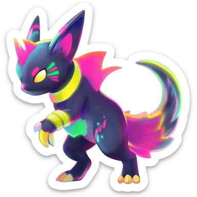 Dark vibrant pastel bright neon colorful edgy exotic painted Fakémon-Pokémon-Vernid-creature sticker