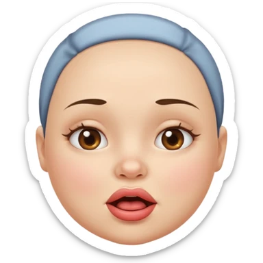 a girl face with lip bitting expressions. the face will be round and chubby. without hair sticker