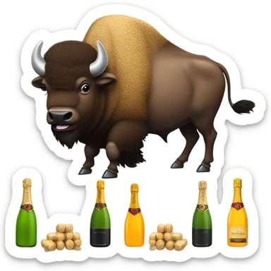 A bison celebrating with champagne  sticker