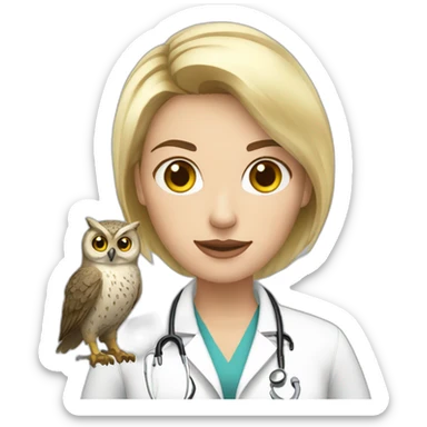 Blonde-woman-short-hair-doctor-with-owl sticker