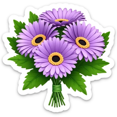 bouquet Lavender Gerbera Daisy, luxuriant, leaf, bud sticker