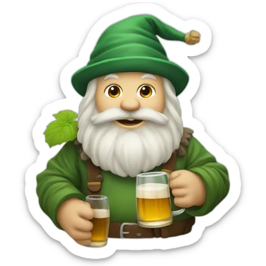 A garden dwarf with a beer sticker