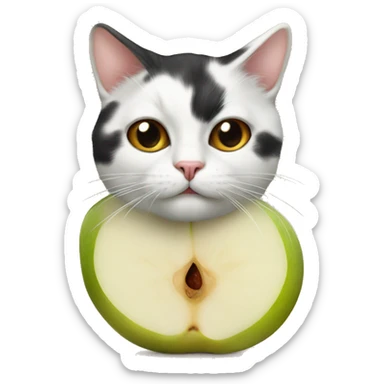 A calico pear with a face of a cat sticker