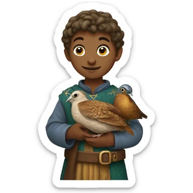 medieval boy with a quail sticker