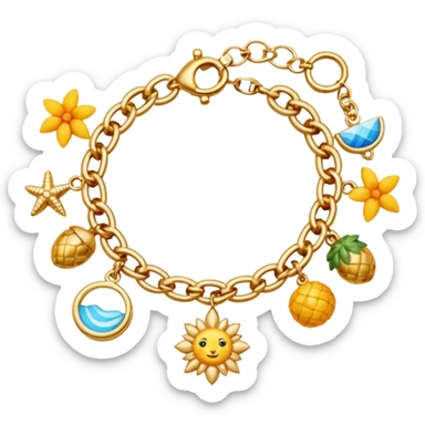 a golden bracelet with summer charms sticker