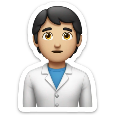 White guy with black hair and freckles, and a donut for a body sticker