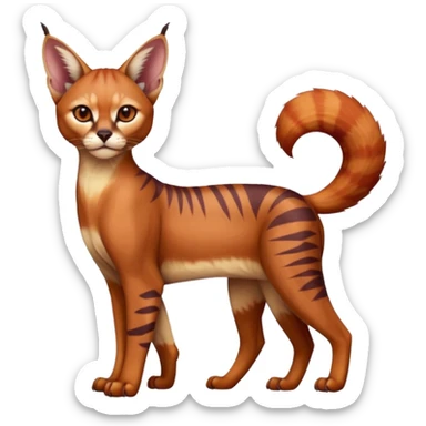 Patterned marked elegant slim furry cute beautiful cool edgy Caracal-Sphynx-Red-Panda-fusion-hybrid-animal-creature, full body sticker
