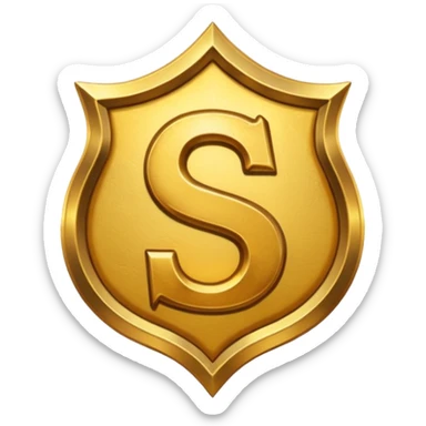 Create a custom emoji badge featuring a stylized, glossy letter “S”. Design it in the Gold rank theme from League of Legends. Use warm gold metallic textures, bright highlights, and a noble, premium feel. Emblem-like and highly polished. sticker