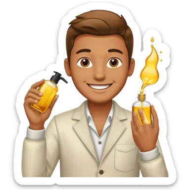 oil massage emoji men wearing clothing and applying oil sticker
