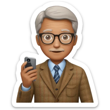 professor with phone sticker