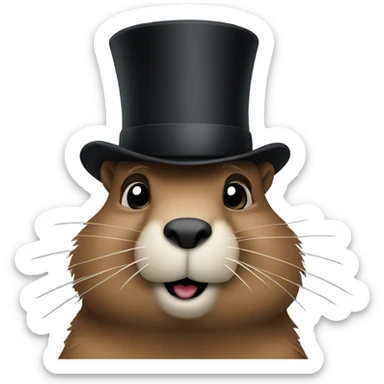Puxatany Phil groundhog with top hat sticker