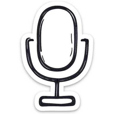 Microphone for recording icon, hand drawn, black outlines, no fill, simple and clean, front view sticker