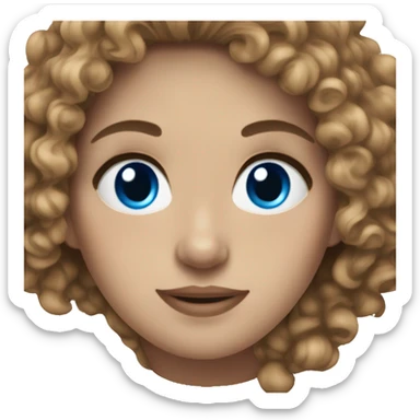 white girl brown curly hair blue eyes sticker