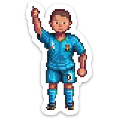 Ronaldo, pixel art style, celebrating a goal sticker
