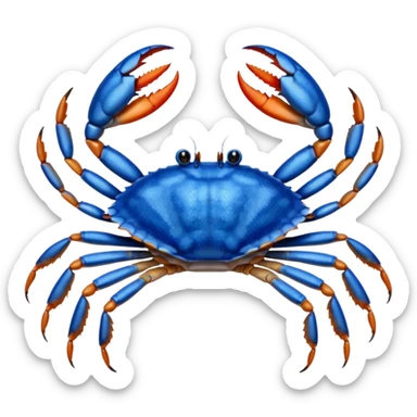 A blue crab with eight legs and two pincers sticker