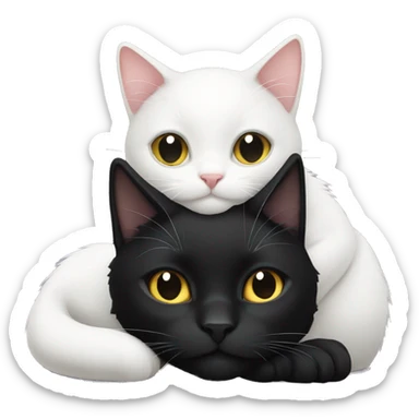 black cat and white cat cuddling  sticker