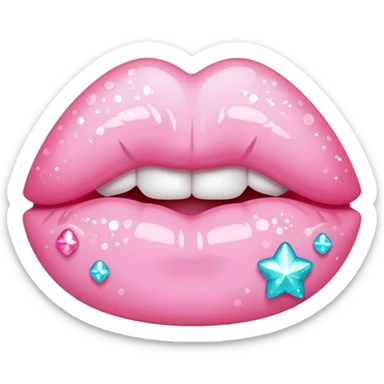 Pastel pink kiss mark sparkly sticker