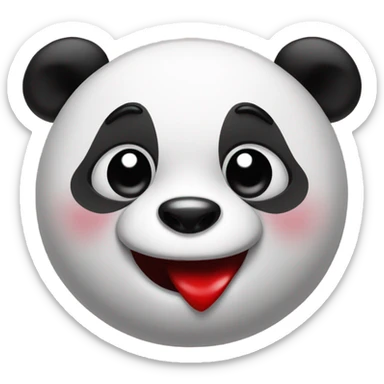 Panda with red lipstick kiss on cheek  sticker