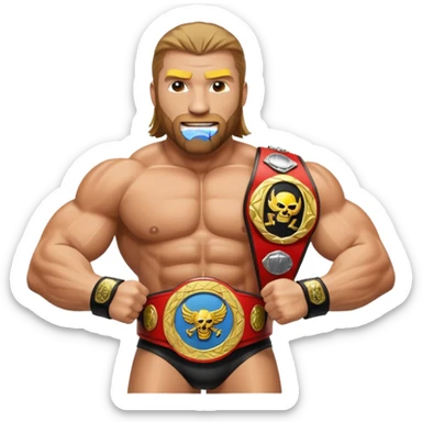 Triple H with championship belt sticker