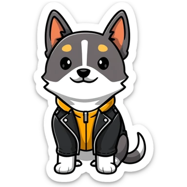 cool dog wearing leather jacket sticker