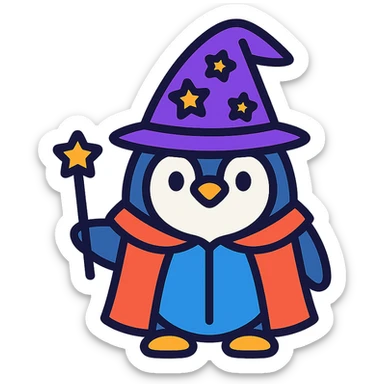 A penguin wizard sticker