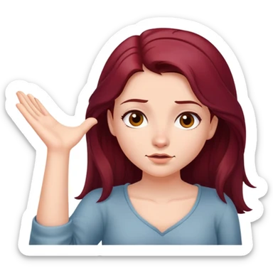 Beautiful long burgundy haired girl, shrugging shoulders sticker