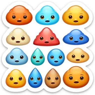 charactarised colorful minerals with eyes and mouth sticker