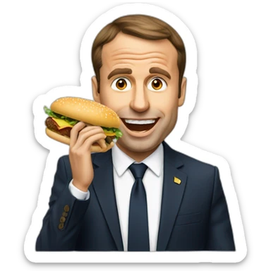 Macron qui mange un hamburger sticker