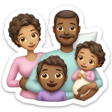 mom dad and newborn sticker