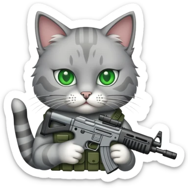 Cat holding an assault rifle  sticker