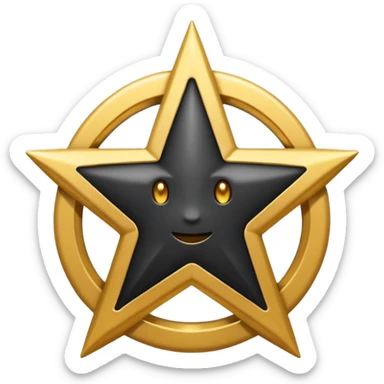 Black star in golden circle sticker