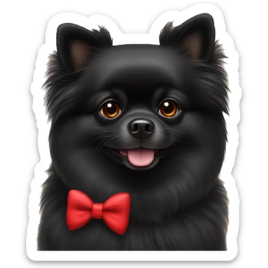 Black Pomeranian in red bow tie sticker