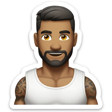 muscular male in white shirt with tattoos  sticker