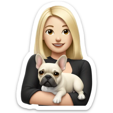 Blonde girl with black/white French bulldog sticker