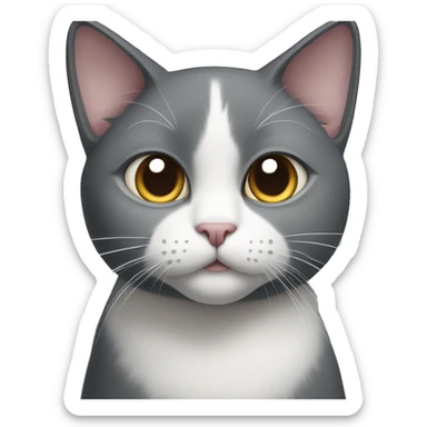 A dark grey and white cat light eyes sticker