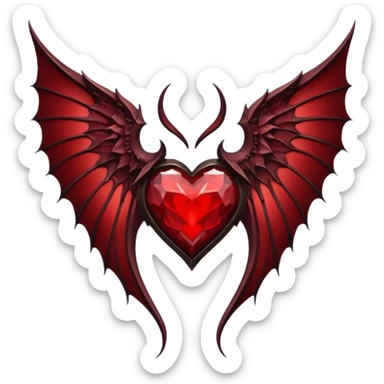 succubus wings, cryhstal heart  sticker