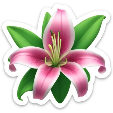 pink and green lilly flower sticker