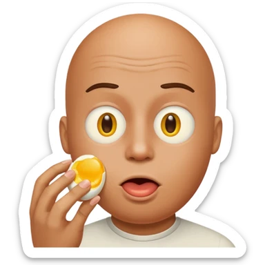 a man eating an egg, emoji style sticker