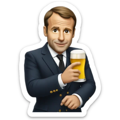 macron qui bois un biere sticker