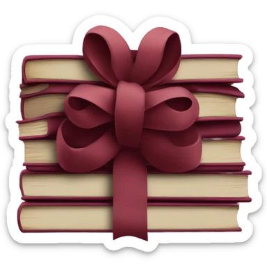burgundy books stacked up and tied together by a burgundy bow sticker