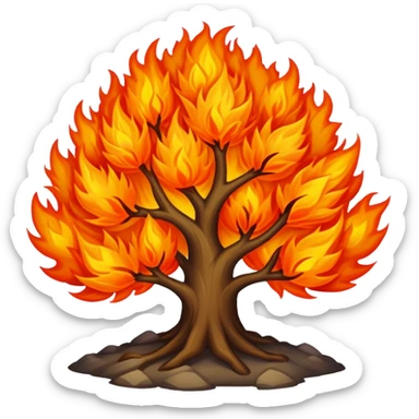 Burning bush with bright orange flames sticker