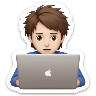 Crazy guy on laptop sticker