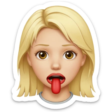 naked blonde girl with a gag in her mouth sticker