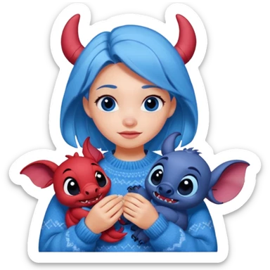 Gaming, Stitch und Muschu von Disney, Cozy,Chaos, Girl, animiert sticker