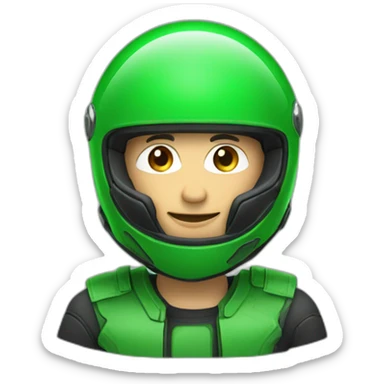 green motorbike helmet man sticker
