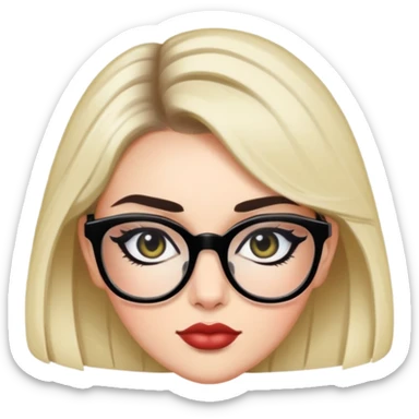 pretty baddie with eyeliner and glasses sticker